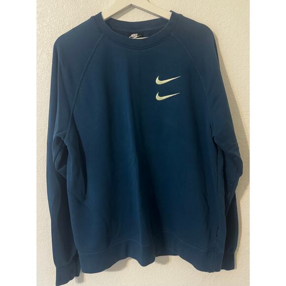 NIKE Men's Sweatshirt Dark Teal Caribbean Blue Double Swoosh Size L‎ - Picture 1 of 8